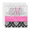 Damask Hot Pink Monogram Name Wedding Invitations