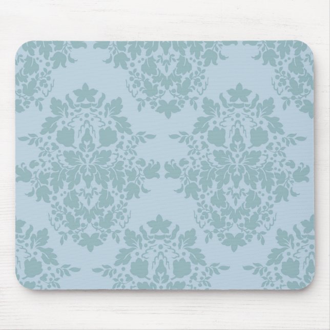 damask in blue mouse mat (Front)