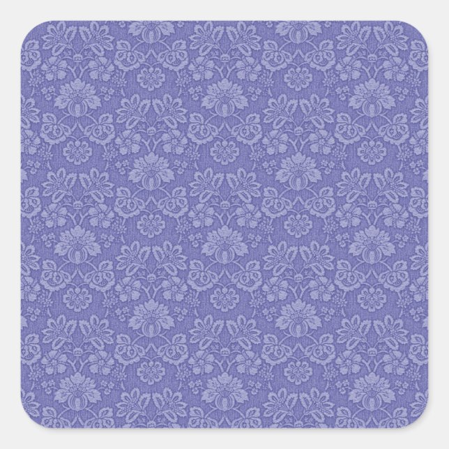 Damask in Blue Square Sticker (Front)