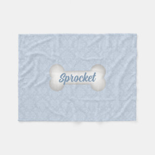 Damask in Blue with Dog Bone Fleece Blanket