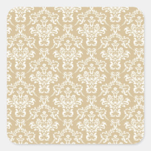 Damask in cream colour square sticker