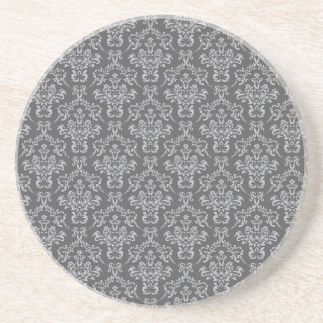 Damask in Grey Coaster (Front)
