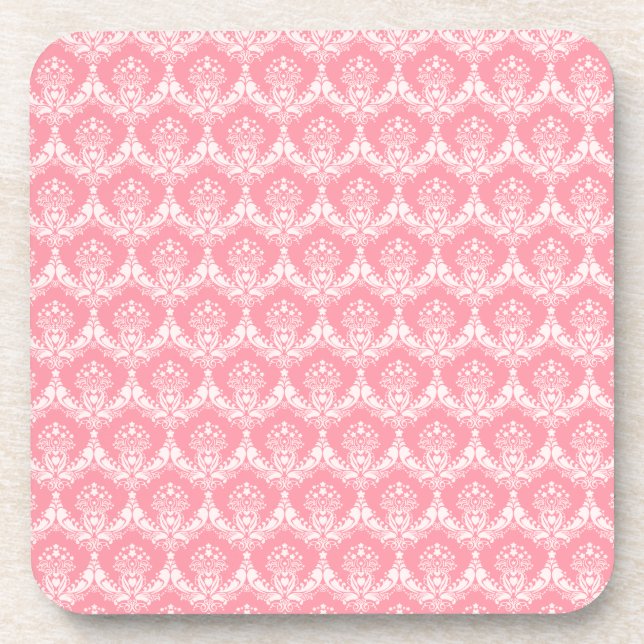 Damask in Pink Coaster (Front)