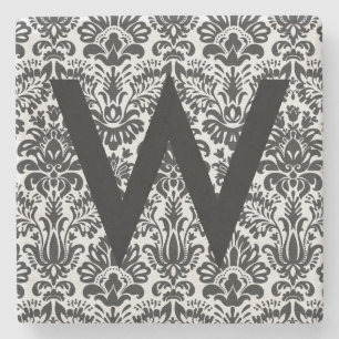 Damask Initial Stone Coaster