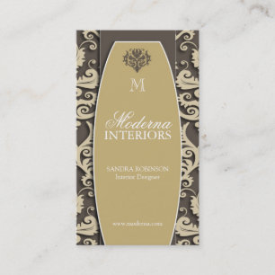 Damask Interior Decorator Business Cards