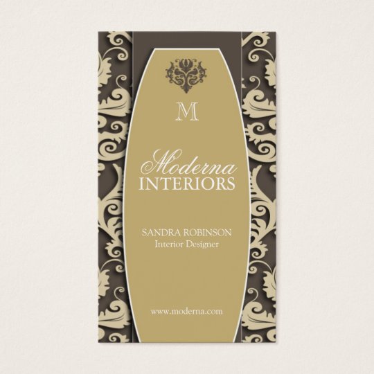 Damask Interior Decorator Business Cards