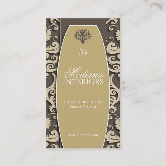 Damask Interior Decorator Business Cards (Front)