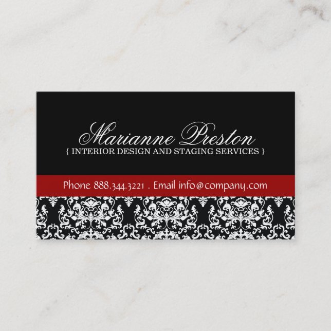 Damask Interior Designer Business Card (Front)