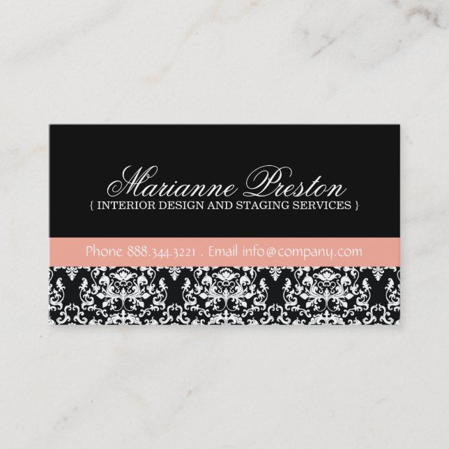 Damask Interior Designer Business Card (Front)