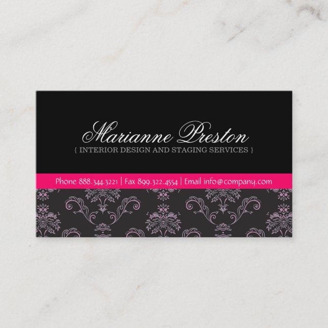 Damask Interior Designer Business Card (Front)