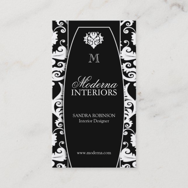 Damask Interior Designer Business Cards (Front)