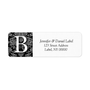 Damask Invitaiton Monogram Envelope Labels