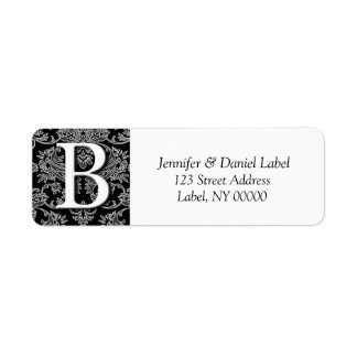 Damask Invitaiton Monogram Envelope Labels