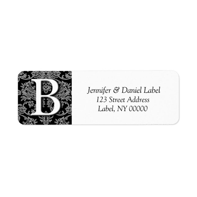 Damask Invitaiton Monogram Envelope Labels (Front)