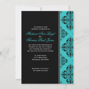 Damask Invitation in Blue
