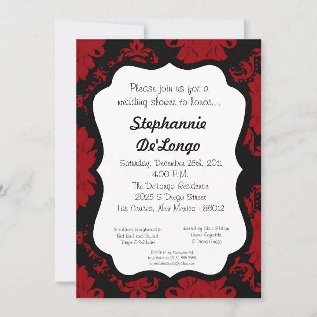 Damask Lace Fancy Elegant Baby Shower Invitations (Front)