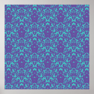 Damask Lace Purple Teal Poster