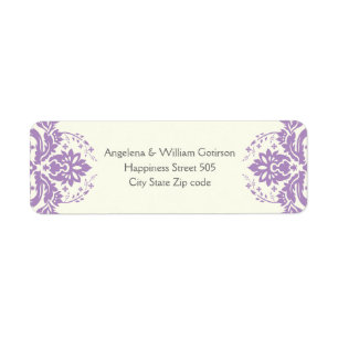 Damask lavender purple, ivory wedding