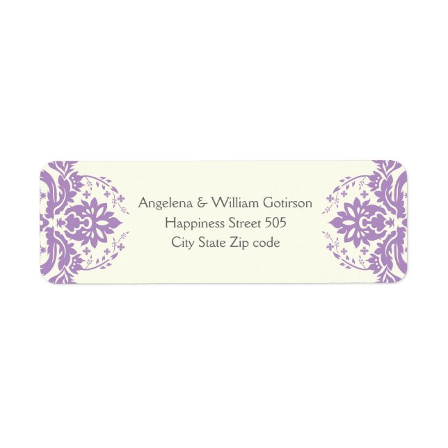 Damask lavender purple, ivory wedding (Front)
