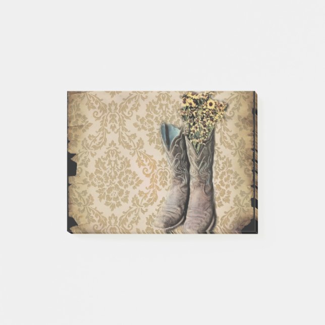 Damask lavender Western country cowboy boots Post-it Notes (Front)