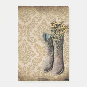 Damask lavender Western country cowboy boots Post-it Notes