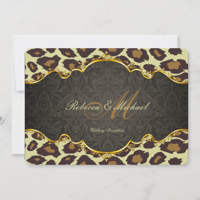Damask  Leopard Wedding Invites (Front)