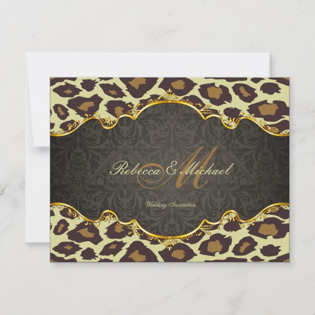 Damask  Leopard Wedding Invites (Front)