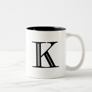 Damask Letter K - Black Two-Tone Coffee Mug