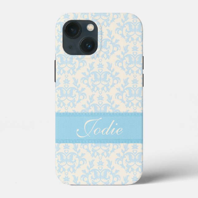 Damask light blue & cream case (Back)