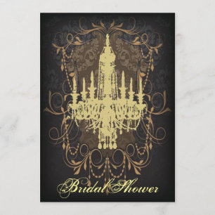Damask Lime Chandelier vintage bridal shower Invitation