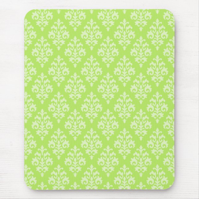 Damask Lime Green Pattern Mousepad (Front)