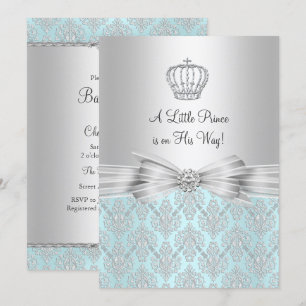 Damask Little Prince Baby Shower Invitation