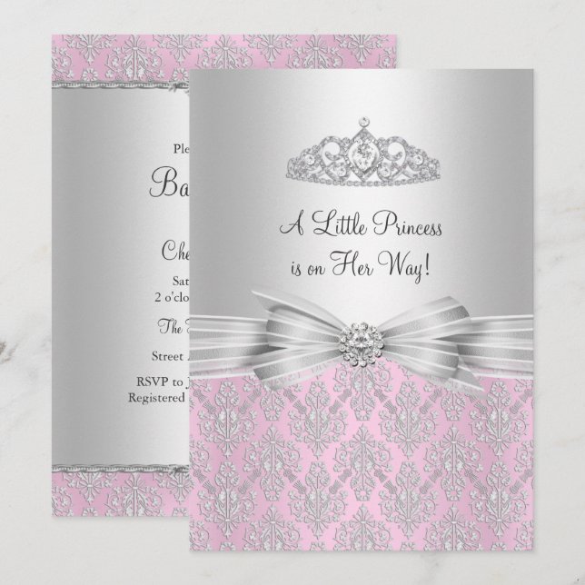 Damask Little Princess Baby Shower Invitation (Front/Back)