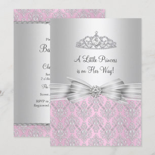 Damask Little Princess Baby Shower Invitation