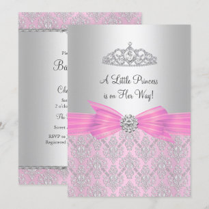 Damask Little Princess Baby Shower Invitation