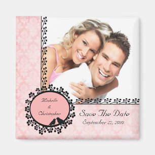 Damask Love Birds Photo Save The Date Magnet
