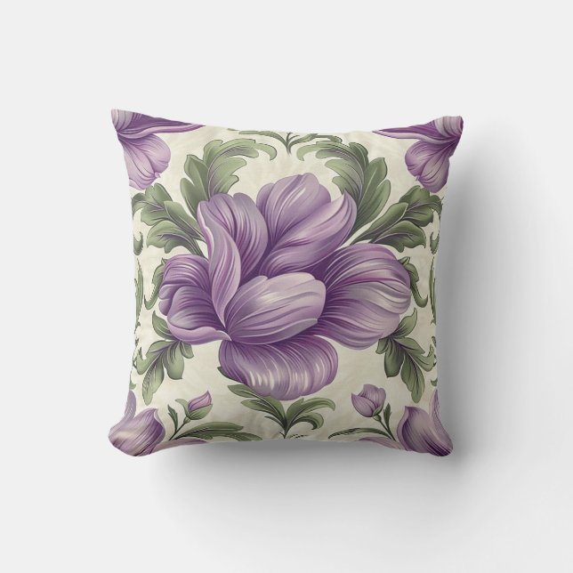 Damask luxury Purple Flower Florist Shop Decor Cushion (Front)