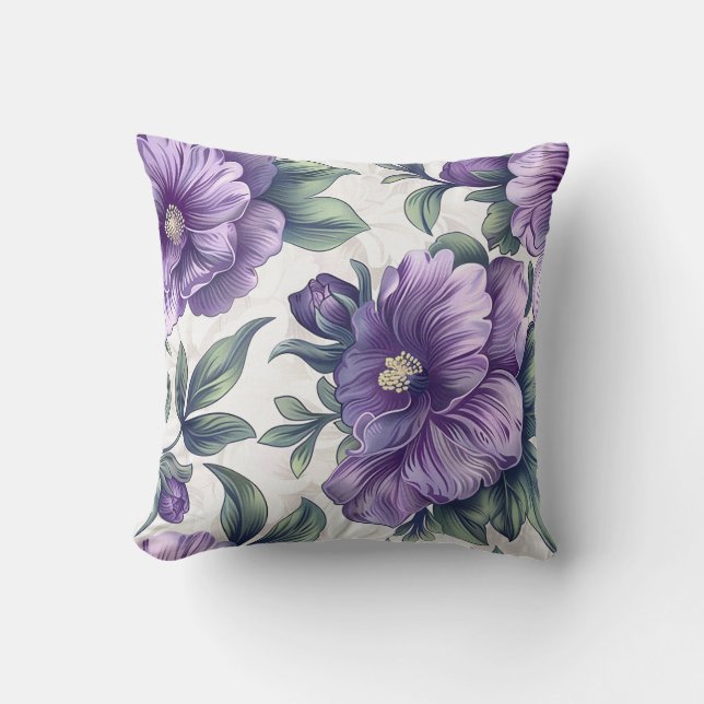 Damask luxury Purple Flower Florist Shop Decor Cushion (Front)