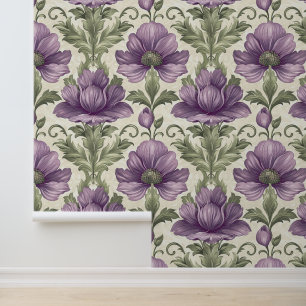 Damask luxury texture of purple viola blossom wallpaper