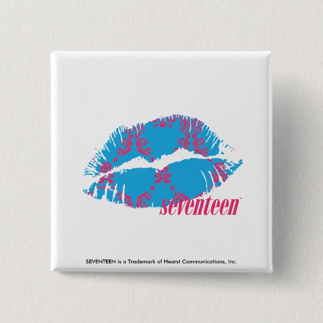 Damask Magenta-Aqua 15 Cm Square Badge (Front)