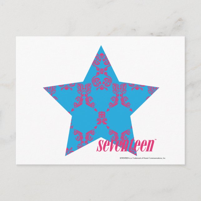 Damask Magenta-Aqua 2 Postcard (Front)