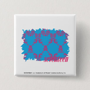Damask Magenta-Aqua 4 15 Cm Square Badge