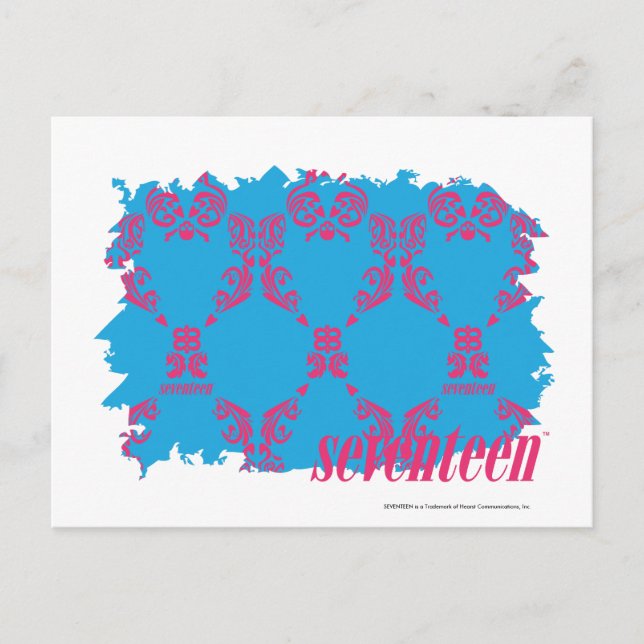 Damask Magenta-Aqua 4 Postcard (Front)