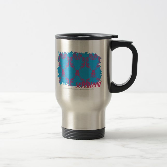 Damask Magenta-Aqua 4 Travel Mug (Right)