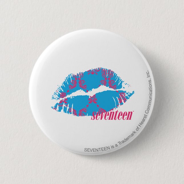 Damask Magenta-Aqua 6 Cm Round Badge (Front)