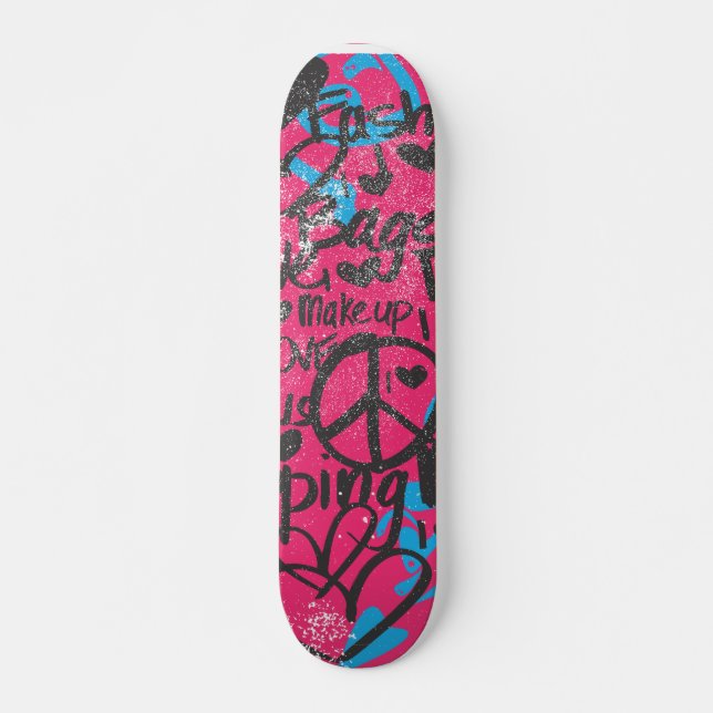 Damask  Magenta-Aqua, Grafitti Skateboard (Front)