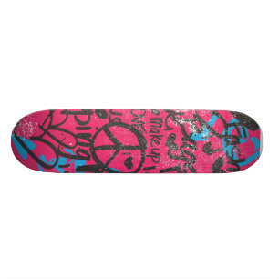 Damask  Magenta-Aqua, Grafitti Skateboard