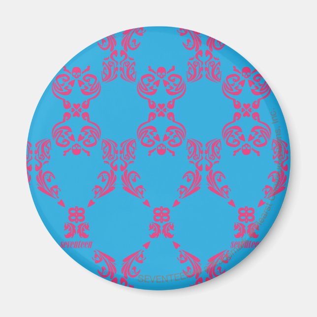 Damask Magenta-Aqua Magnet (Front)