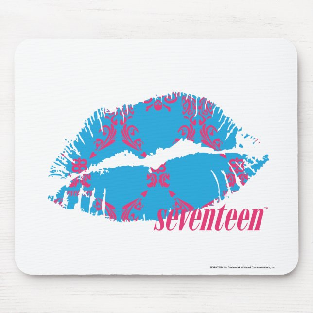 Damask Magenta-Aqua Mouse Mat (Front)
