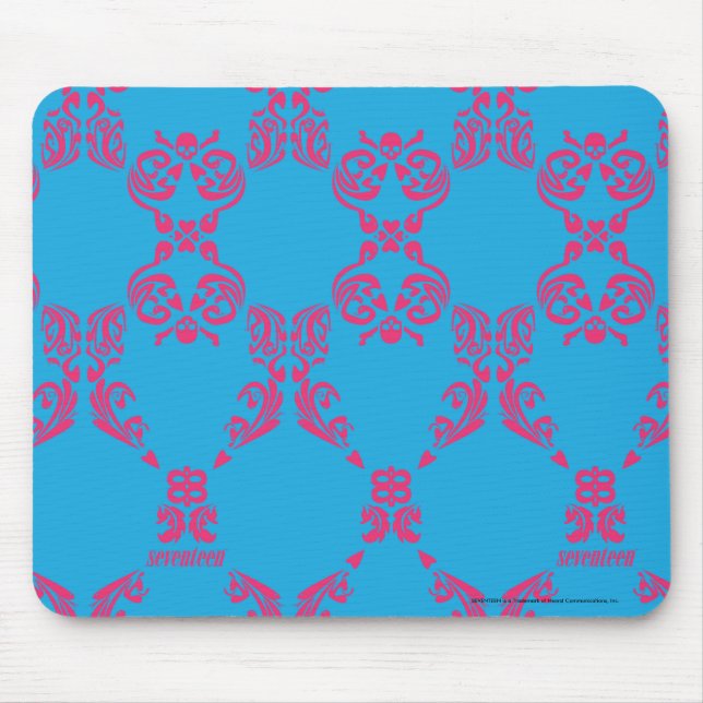 Damask Magenta-Aqua Mouse Mat (Front)